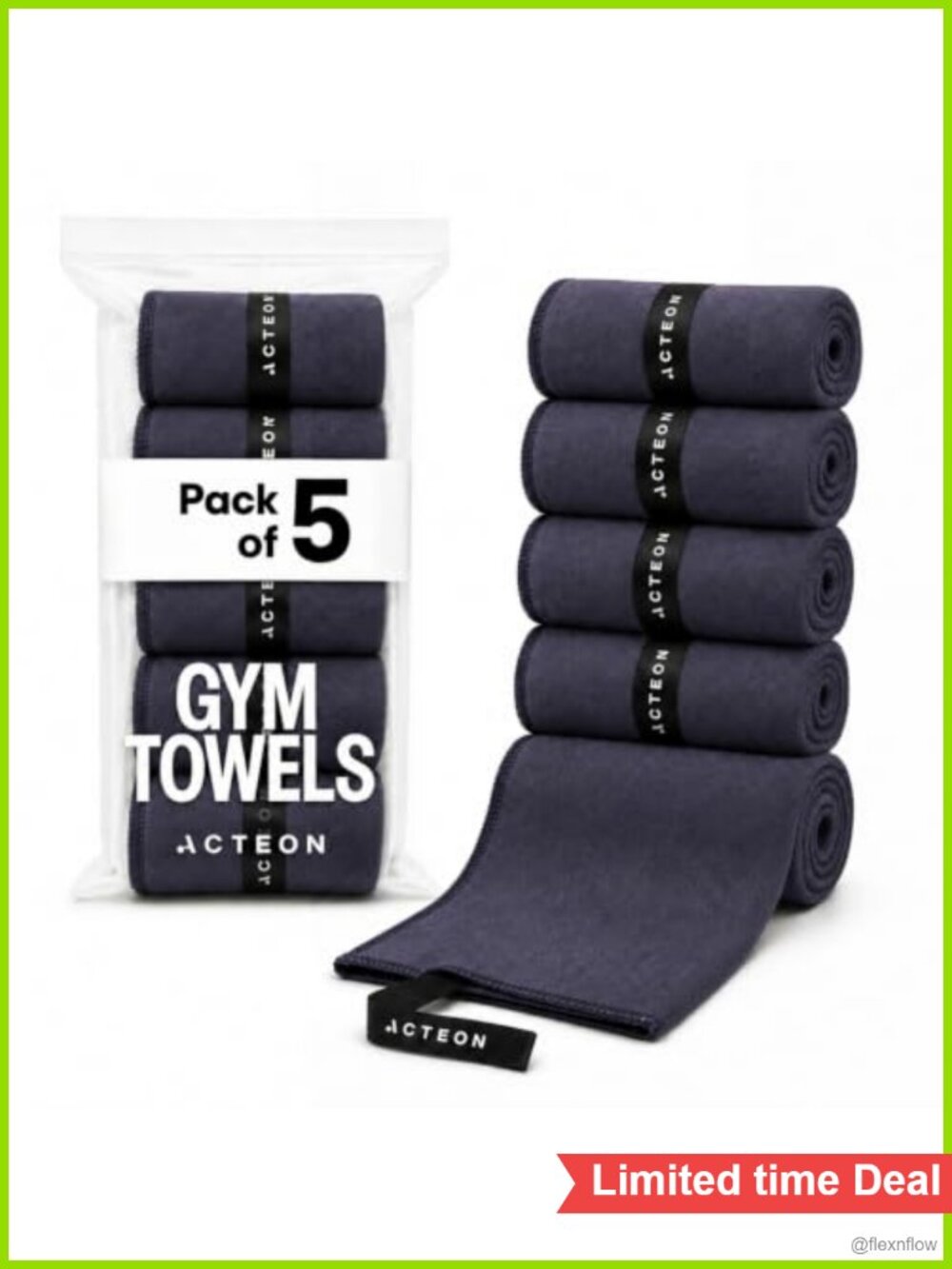 5 Pack Microfiber Gym Towels Quick Dry Silver Ion Odor-Free Absorbent Sweat